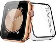 JULK [2 Pack] Rose Gold Case with Tempered Glass Screen Protector for New Apple Watch SE (2024) 40mm, Slim Bumper with HD Glass, Hard PC Cover for iWatch Series SE/6/5/4 40mm(1Rose Gold+1Clear)