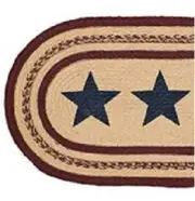 RUNNER Navy STAR Farmhouse, Rustic, Country Style Jute Braided Table Runner 36"L