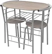 Modern Breakfast Bar Set with MDF Table and Stools - Compact Dining Solution for Apartments and Cafés, Iron Frame, Silver Finish, Includes Table (80x53x74 cm) & Chairs (47x42x75 cm)