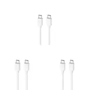 3PK Moki USB-C to USB-C SynCharge Cable 1M iPhone/Android Classic White