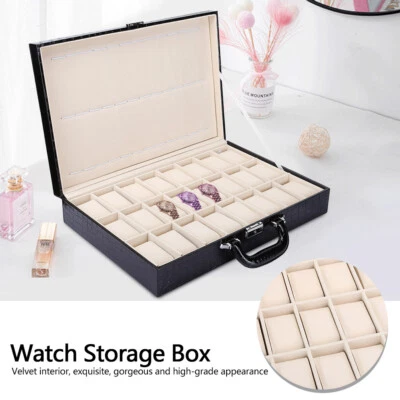 24 Slot Display Case Large Space Watch Box For Storage Display