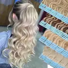 Wavy 100% Remy Invisible Tape In Skin Weft Real Human Hair Extensions Body Wave
