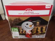 Holiday Time Snowman Santa Hot Air Balloon Ride Christmas Airblown Inflatable