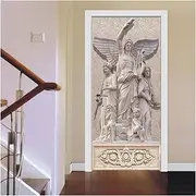 Door Stickers 3D Statue Photo Mural Door Sticker for Bedroom Living Room Waterproof PVC Self-Adhesive Poster DIY Decor(95x215cm)