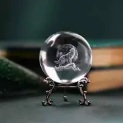 Elegant 3D Howling Wolf Crystal Glass Ball Figurine