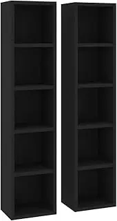 vidaXL Engineered Wood Black CD Cabinets - Compact and Modern - Holds 80 CDs/DVDs with 5 Compartments - Long-lasting and Durable