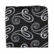 Mens Black, Silver & Grey Swirl Silk Pocket Square