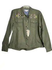 Ariat Womens Light Aztec Canvas Button Up Lulu Jacket Size L Large Army Green