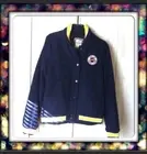 Tommy Hilfiger Navy Blue Wool Varsity Bomber Jacket Size L Women $88