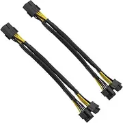 VGOL 2pcs PCIE 8 Pins to Dual 8-Pin (6+2) PCIE Power Adapter 18AWG Line Length 22cm Graphics Card Power Expansion Cable for GPU ConnectionBlack