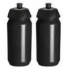 2x Tacx Shiva Cycling Water Bottles 500ml Transparent/Smoke with Black Lid