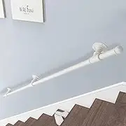 Wall Mounted Safety il for Elderly and Kids White Metal Wrought Iron Hand Rail Supports Up to 200kg Complete Kit for Indoor and Outdoor Use Available in Various Lengths (1m to 6m)