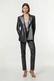 Fluid Tailored Metallic Straight Leg Pants