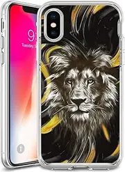 iPhone X, iPhone 10, iPhone Xs Case Clear Soft TPU Cool Lion Case Scratch Resistant Shockproof UV Printing Pattern for iPhone X, iPhone 10, iPhone Xs