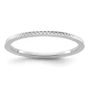 14K White Gold 1.2mm Criss-Cross Pattern Stackable Band Ring Size 9 for Women
