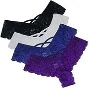 [Qiyifuwang] Lace Panties for Women Sexy Cheeky Underwear Lace Stretch Low Rise Hipster Bikini Lace Panties Briefs Lace Boyshort Panty, A7-as Shown, X-Large
