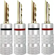 Speaker Banana Plugs, Gold Plated Zigzag Banana Plug 12 AWG - 18 AWG Gauge Size 4mm for Speaker Wire, Home Theater, Banana Wall Plate, A/V Receiver and Sound Systems, 2 Pairs/4 Pcs