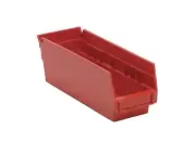 Shelf Storage Bin, Polypropylene, 4 1/8 in W, 4 in H, 11 5/8 in L, Red