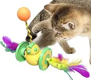Cat Teaser Wand - Cute Chick Shape Tilting Doll Teaser Wand | Kitten Interactive Ball Safe Enrichment Pet Toy for Indoor Play