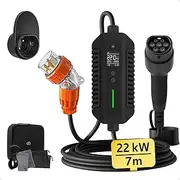 dé Type 2 EV Charger Portable 5PIN 3-Phase |7M|22kW|32A|500V|TPU|CE|IP65| Adjustable Currentfor Tesla BYD MG and All Type 2 Electric Car
