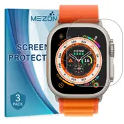[3 Pack] Apple Watch Ultra 2 (49 mm) Ultra Clear TPU Film Screen Protectors by MEZON – High Protection, Shock Absorption (Apple Watch Ultra 2, Clear)