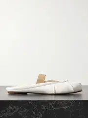 [Maison Margiela] Maison Margiela - Tabi Frayed Split-toe Leather Ballet Flats - Ivory - IT36 IT 36 Ivory