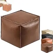 2025 New Stuffable Cushion Bag Leather, Unstuffed Pouf Ottomans, 16 Inch Floor Footrest Cushion Storage Solution, Decorative Footrest Storage Bag for Living Rooms Bedrooms (Brown)