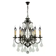 Louis 15th 6 Light Crystal Glass Chandelier, Bronze