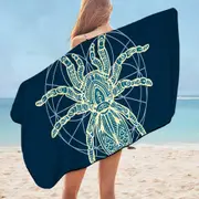 Teal Yellow Tarantula Spider Microfiber Beach Towel
