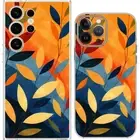 Orange Teal Abstract Leaves Tree Art Case Cover Silicone / Shockproof / MagSafe