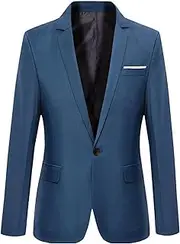 [JEShifangjiusu] Men's Party Suit Light Color 1 Button Prom Suit Casual Tuxedo Jacket For Theme Parties, Navy blue, 4XL
