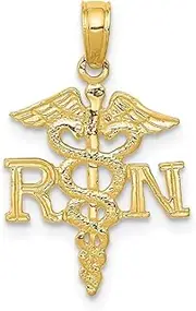 [Diamond2Deal] Women's 14k Yellow Gold Polished R.N. Medical Pendant