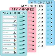 4Pcs Sliding Chore Chart with 10 Blank Cardboard Chore Chart Daily to Do List Tool for Kids Reusable Chore Checklist Board for Home Routine Planning