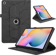 [Rosbtib] Rotating Case for Samsung Galaxy Tab S6 Lite 10.4" 2024/2022/2020, Premium PU Leather Folio Cover with 360 Degree Rotating Stand Case for Galaxy tab s6 lite 2024 - Tree of Life Black