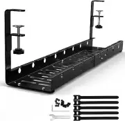 Extendable Under Desk Cable Management Tray - No-Drill Cord Organizer