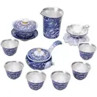 Complete Tea Set Pure Silver Tea Pot With Handle Porcelain Gaiwan Matching Cup
