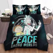 v3439 Bed Sheets Rick And Morty Peace Among Worlds Duvet Cover Set Home Textiles Pillowcase Bed Sheets IU3439