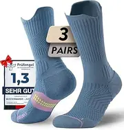 [Juclise] Bamboo Viscose Compression Running Crew Socks, Coolmax Moisture-Wicking Anti-Blister Hiking&Gym Athletic Socks