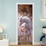 Door Stickers Unicorn DIY Door Sticker Home Decoration Wall Stickers Living Room Kitchen Art Mural Wall Paster (Size : 95x215cm)