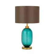 Telbix Lighting Manolo Table Lamp - Teal / Antique Gold / Brown