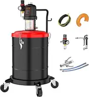 Large Pump Head Grease Pump, High Pressure Pneumatic Grease Pump, 0.9 Liters Of Oil Per Minute, Pressure Ratio Of 80:1, With 19 FT Explosion-proof Hose, Suitable For Construction Machinery(40L)