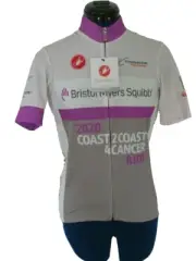 CASTELLI DONNA CYCLING JERSEY FULL ZIP WOMEN'S Small Cancer ride NEW with tag