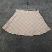 Art Class Girls Skirt XXL 2XL 18 Pink White Check Pull On Elastic Waist Rayon