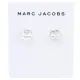 【MARC JACOBS 馬克賈伯】圓形經典品牌LOGO水鑽時尚耳環(銀)