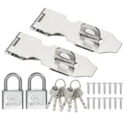 2 Set 3" Hasp Lock Latch Stainless Steel Packlock Clasp with Screw/Key, Silver