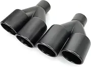 Dual Exhaust Tip Double Wall Rolled Edge Stainless Steel Black Powder Coated Weld-on Muffler Tail tip(Left inlet63mm)