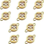 ZeaLian 10PCS Four-leaf Clove Openwork Connector Charms White Crystal Gold Plated Brass Zircon Small Links for Jewelry Making Bracelet Necklace Earring Pendant Craft Supplies DIY Accessories(White)