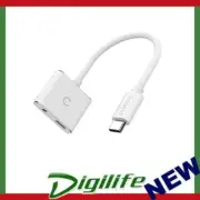 Cygnett Essentials USB-C to 3.5MM Audio & USB-C Fast Charge Adapter - White
