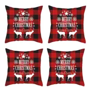 8Pcs Christmas Pillowcase Cotton Linen Throw Pillow Cover for Couch Home Decorations -Style 4