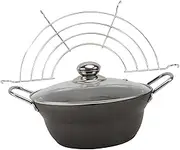 ABOOFAN 1Set Tempura Deep Fryer Pot Non Stick Japanese Style Frying Pan with Detachable Oil Drainer Rack Fryer for Crispy Tempura French Fries and Fried Chicken